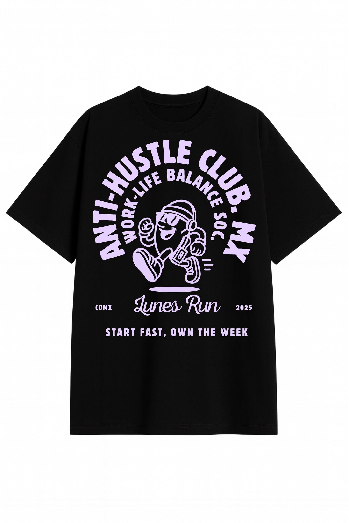 Playera negra oversize Anti-Hustle Club DOPAMYN hecha en México