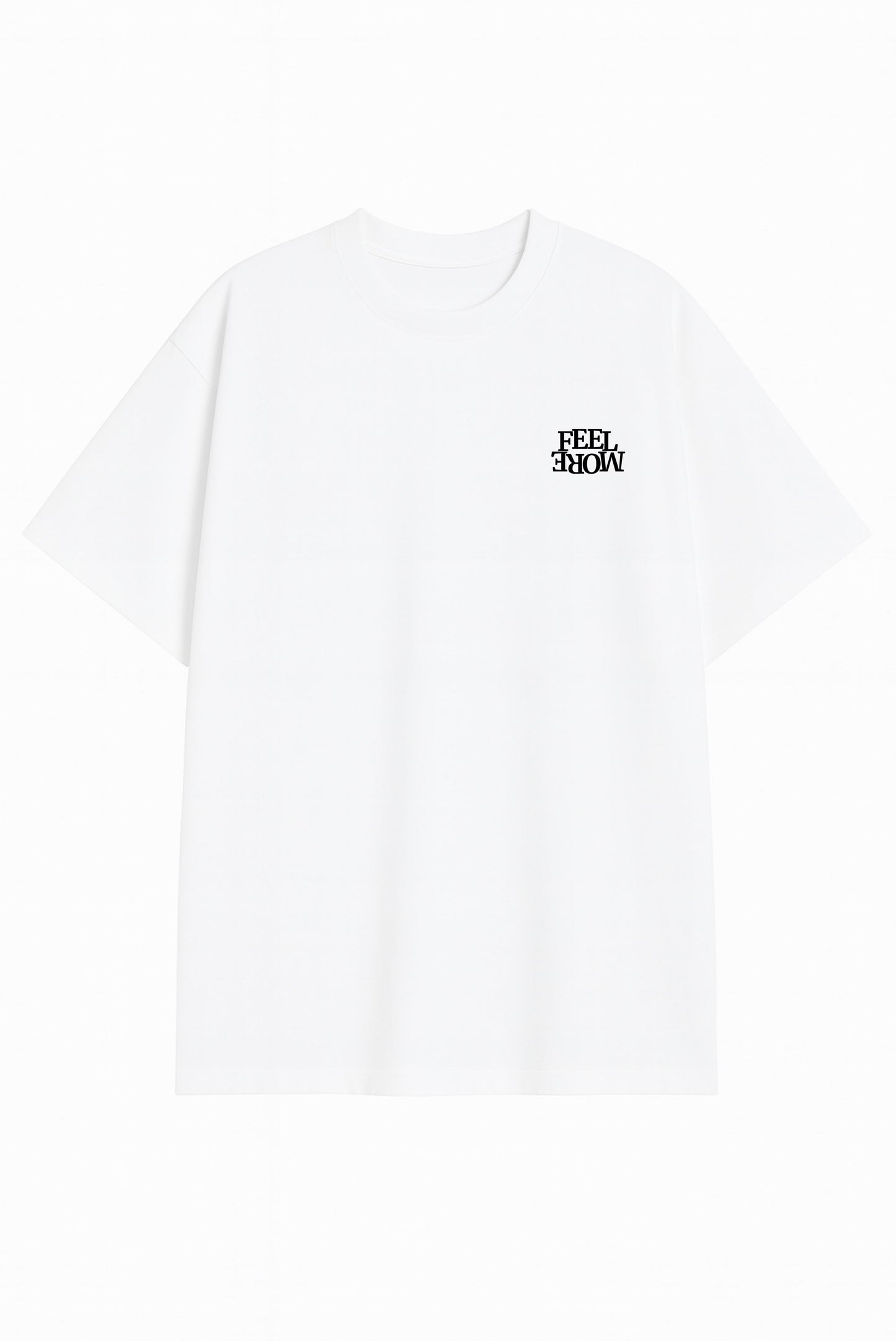 Playera blanca oversize unisex con estampado Feel More DOPAMYN handmade