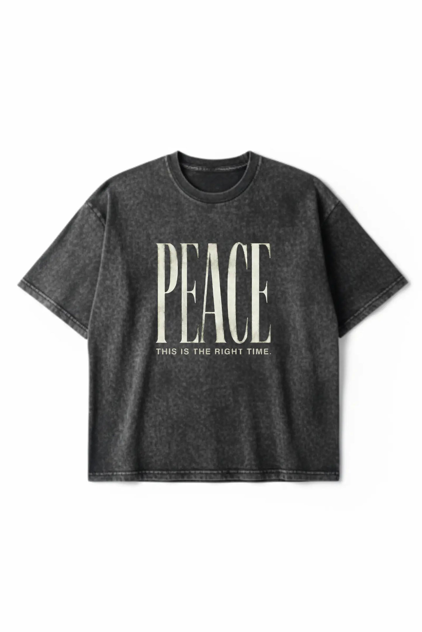 Peace Oversized Tee — Acid Washed Black