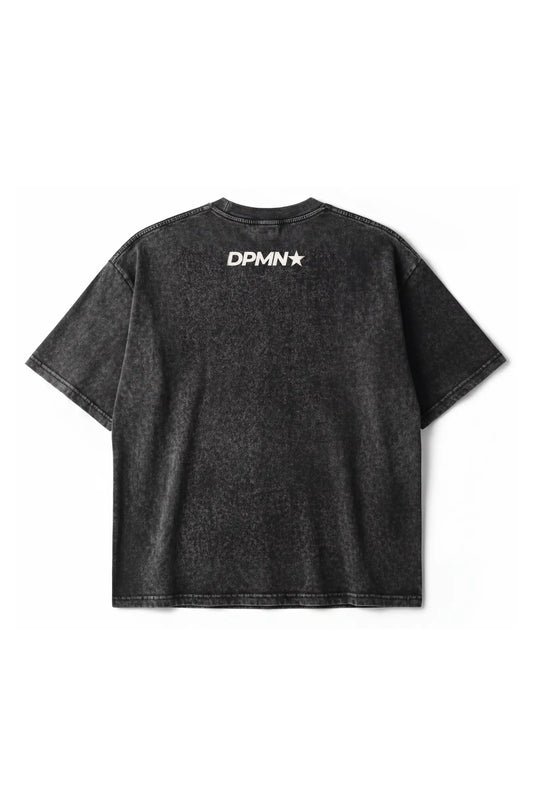 Peace Oversized Tee — Acid Washed Black