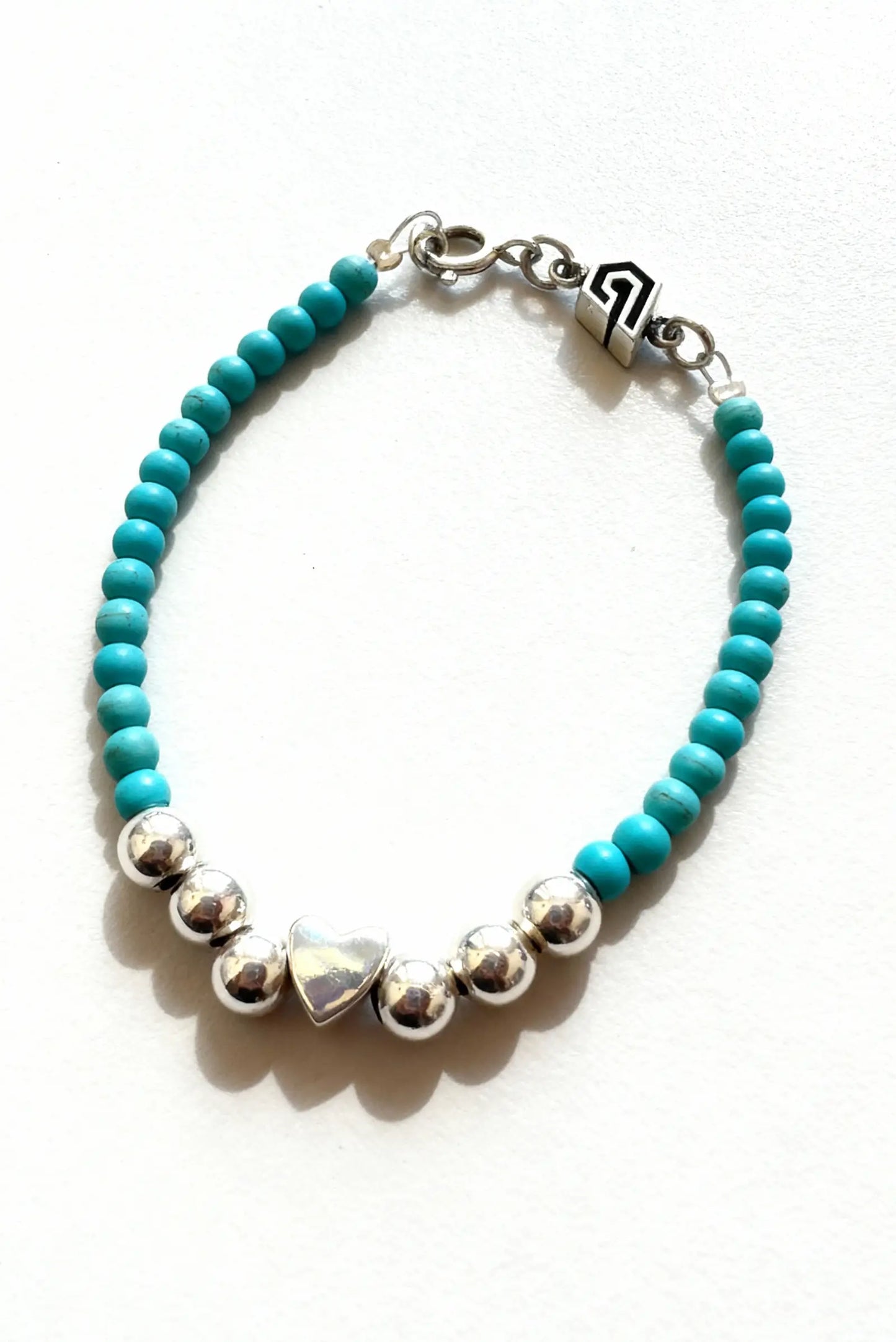 Pulsera con Turquesa natural y perlas en plata DOPAMYN