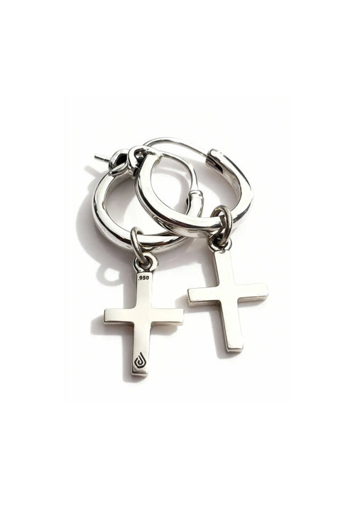Aretes de Cruz de plata .950 joyería artesanal minimalista y unisex Dopamyn
