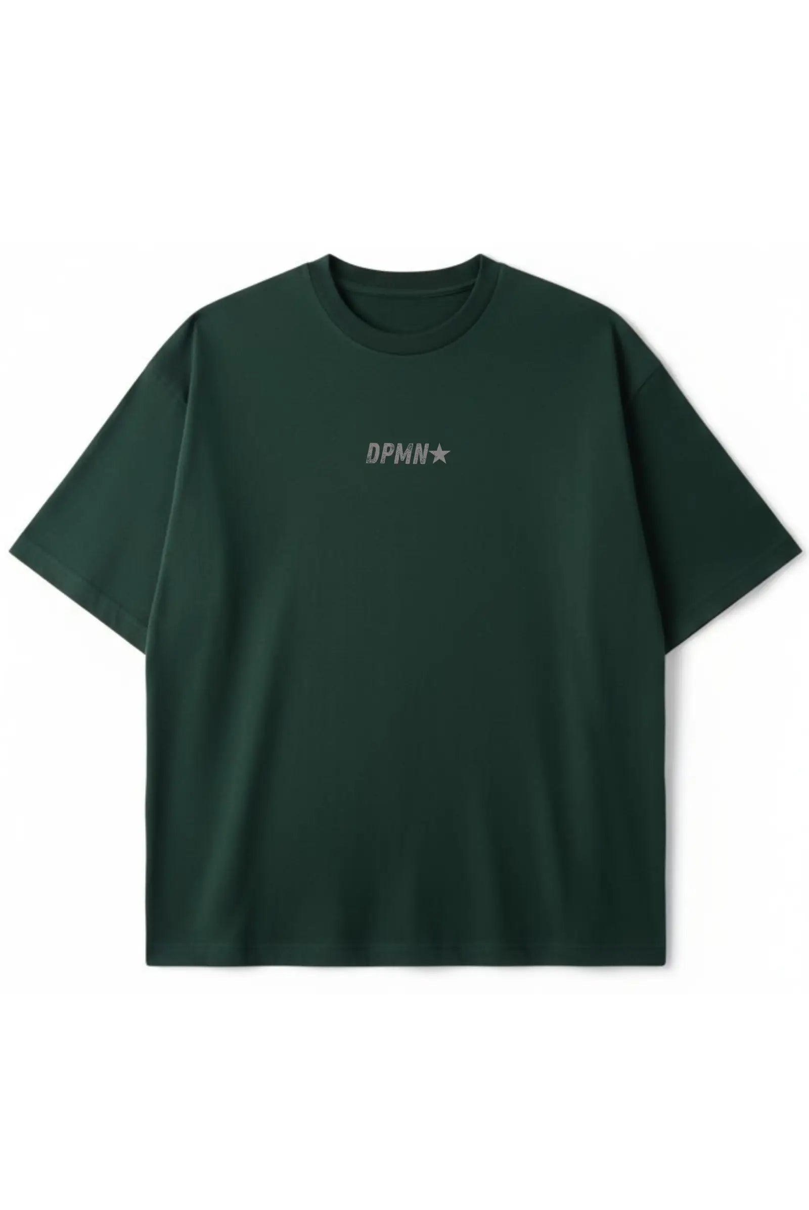Playera DPMN oversized tee verde logo DPMN estrella frontal streetwear unisex DOPAMYN
