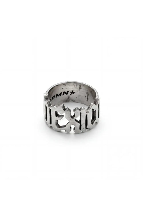 Anillo México de plata .950 con letras caladas, joyería mexicana hecha a mano DOPAMYN