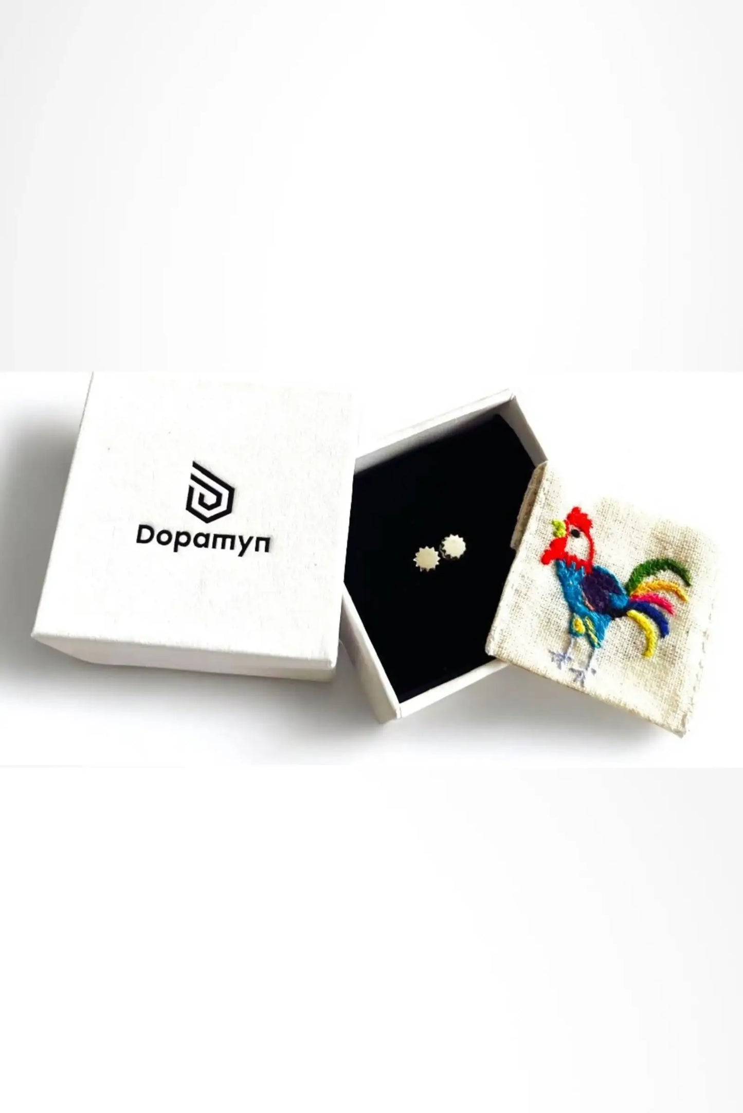 Aretes unisex Sun Sun en plata esterlina, diseño minimalista hecho a mano con empaque bordado artesanal DOPAMYN