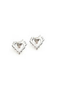Aretes Heart on Fire corazón en llamas plata. Joyería moderna mujer Dopamyn