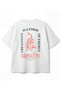 Playera  blanca Create Oversized Tee unisex con estampado Dopamyn vista frontal