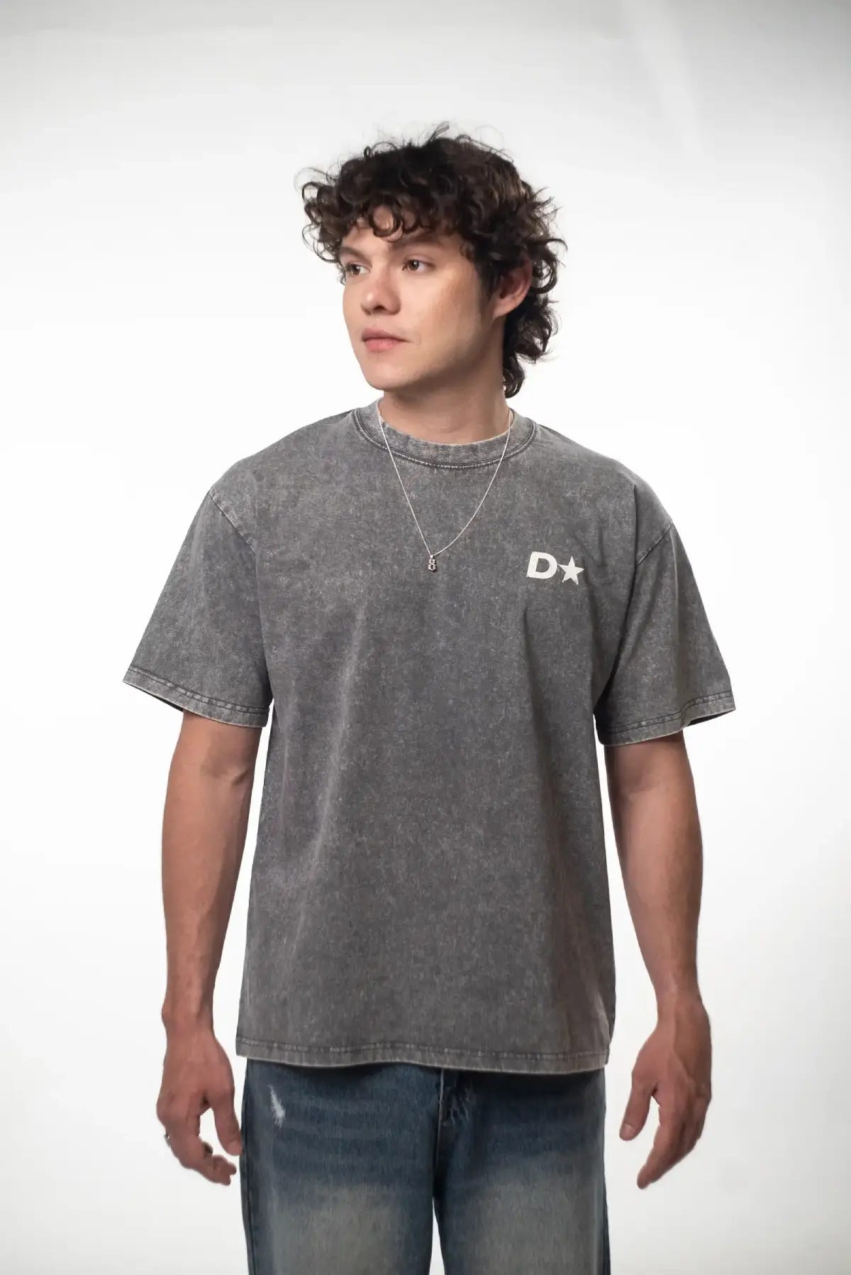 ICON DPMN Semi Oversized Tee Washed Grey, detalle del estampado