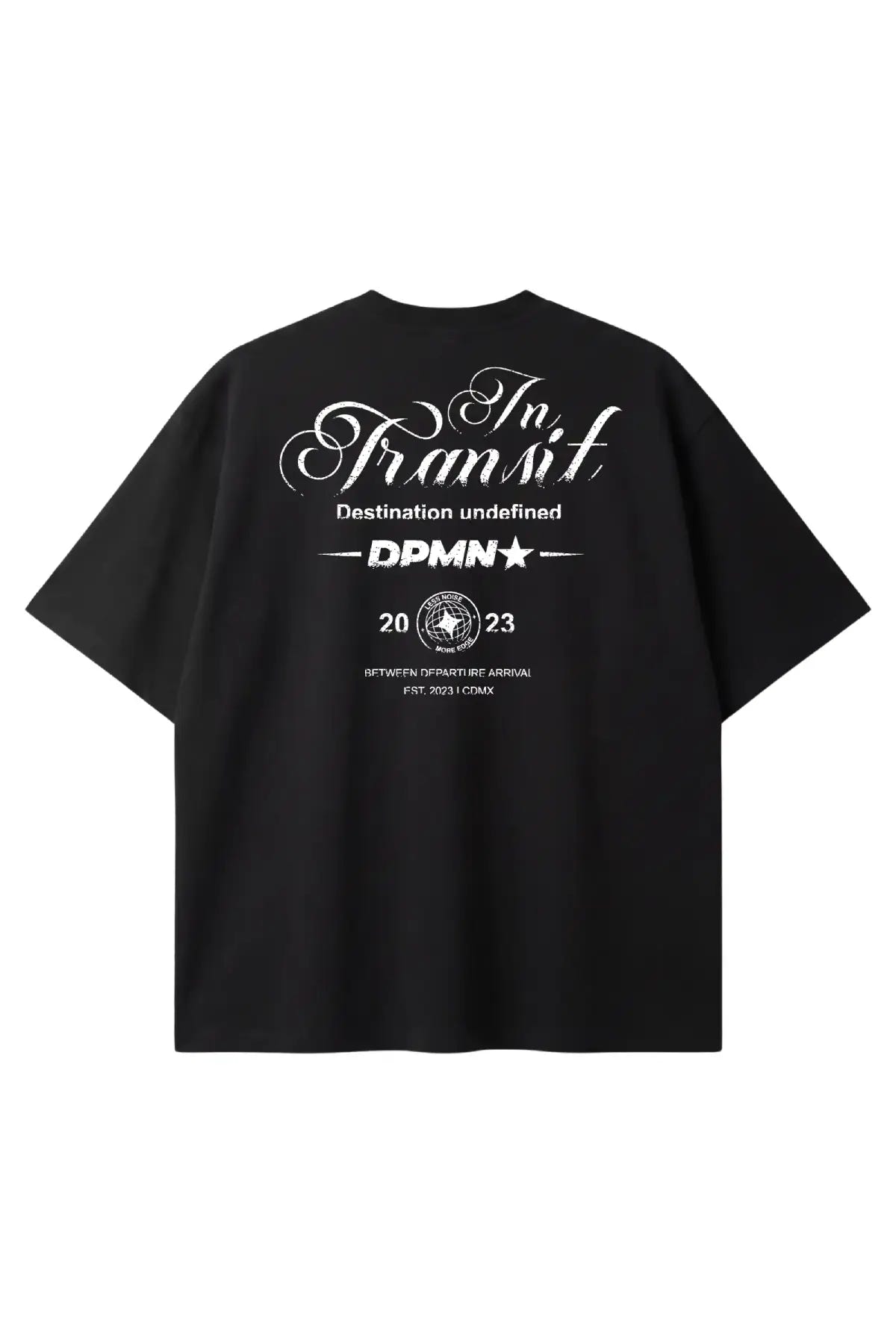 In Transit Oversized Tee All Black, playera unisex DOPAMYN