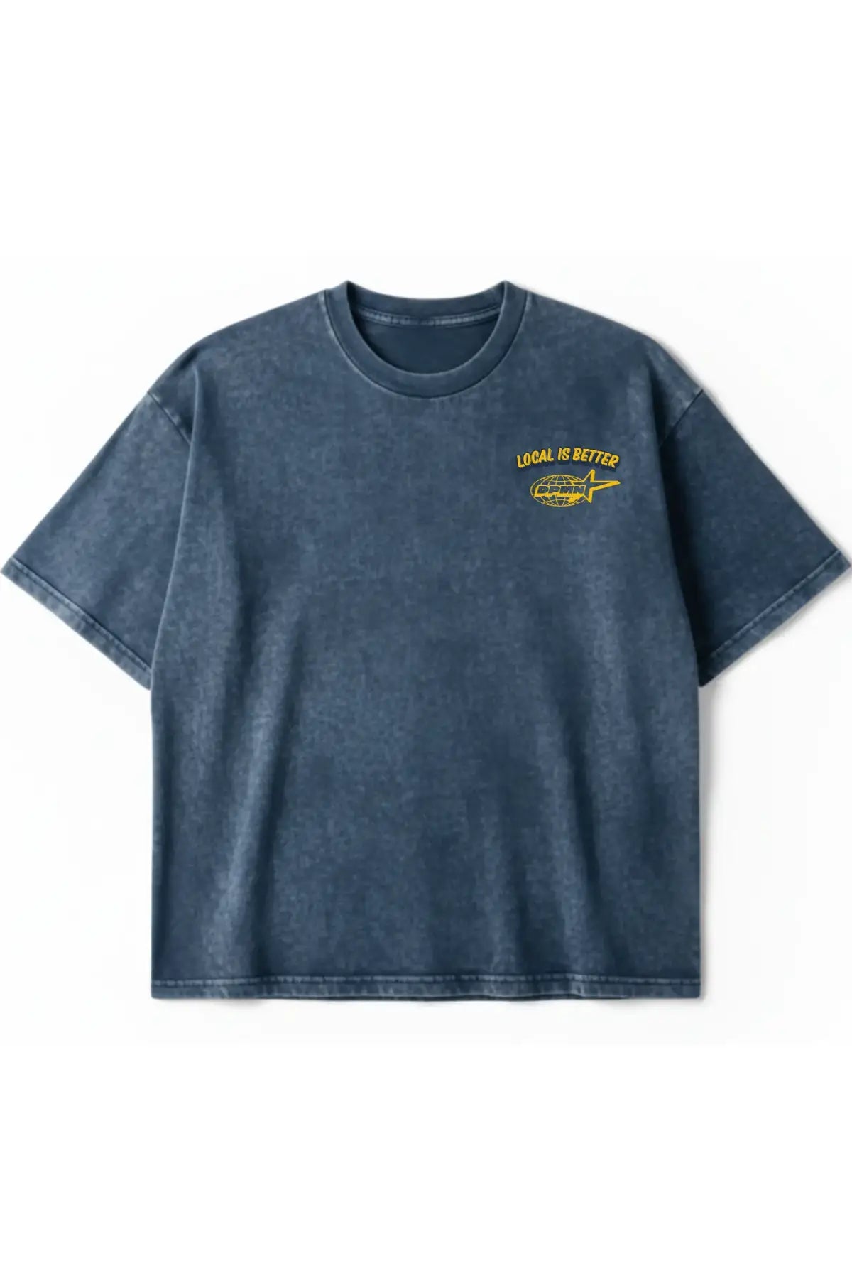 Local Is Better Semi Oversized Tee — Washed Blue