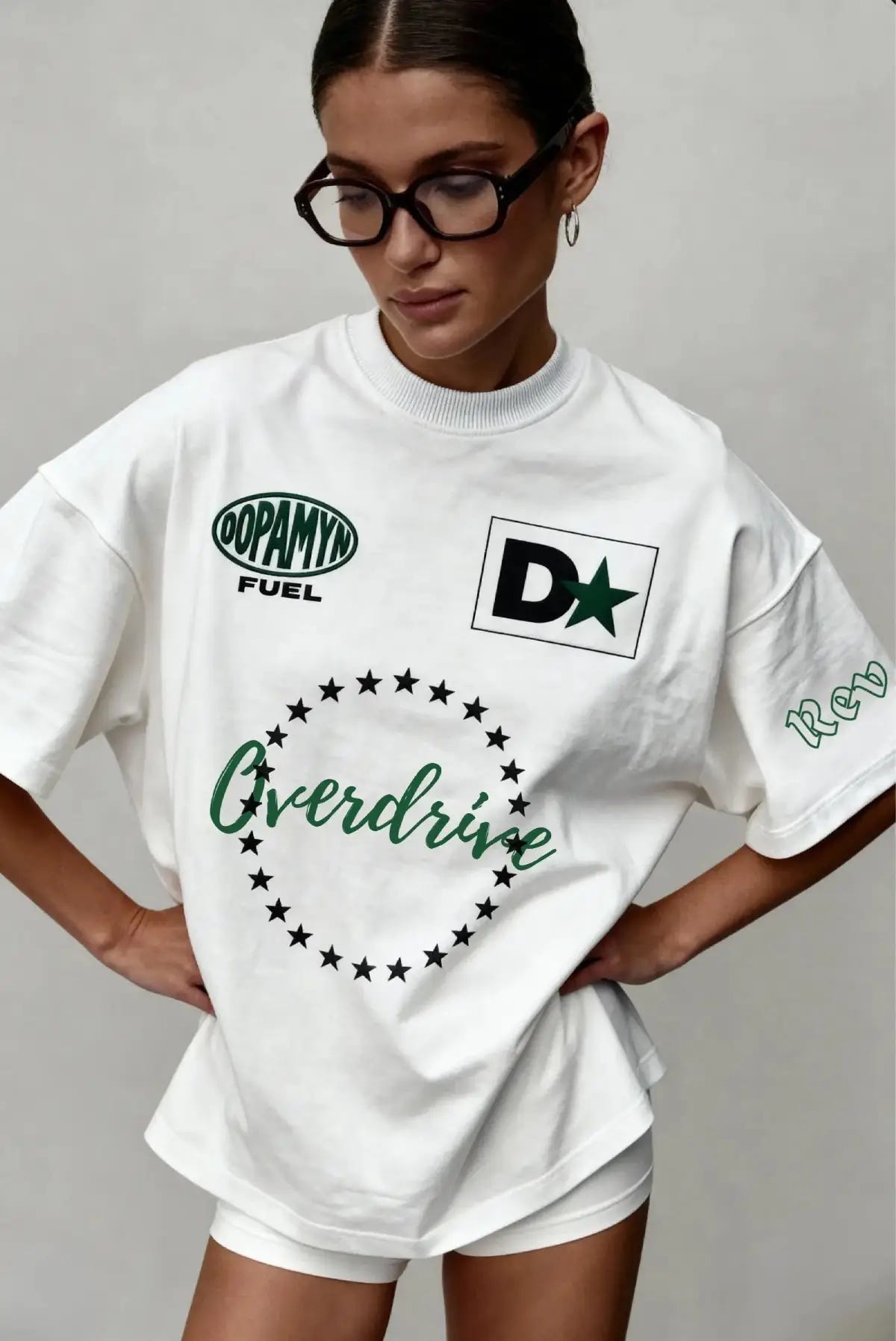 Playera Overdrive Oversized Tee unisex con estampado digital Dopamyn vista frontal