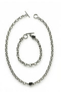Set de cadena y pulsera unisex con eslabón grande en plata esterlina Dopamyn