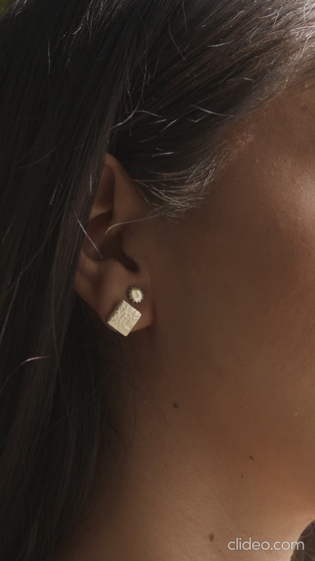Aretes Harmonia cuadrados de plata .950 joyería artesanal minimalista y unisex Dopamyn