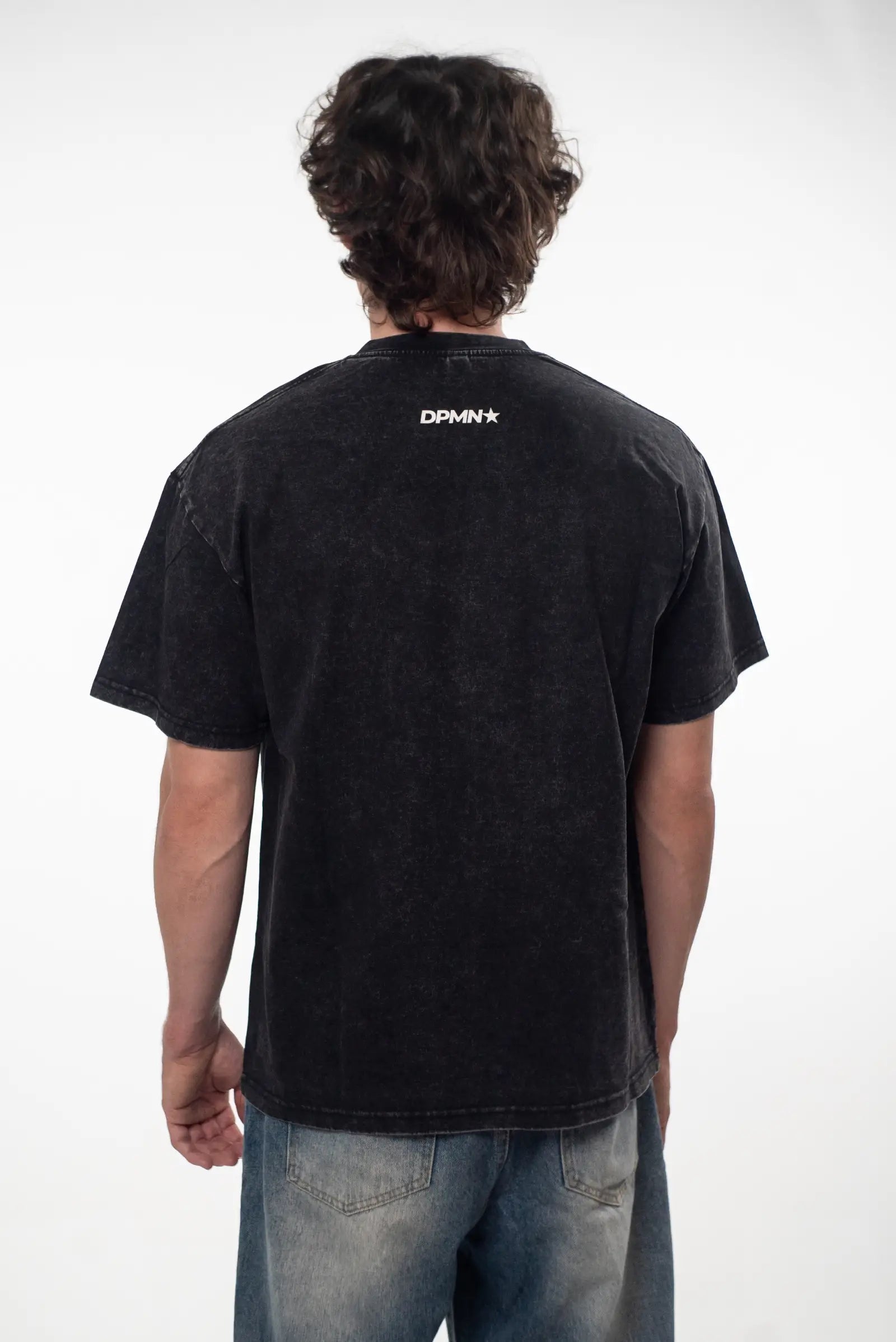 Peace Oversized Tee — Acid Washed Black DOPAMYN