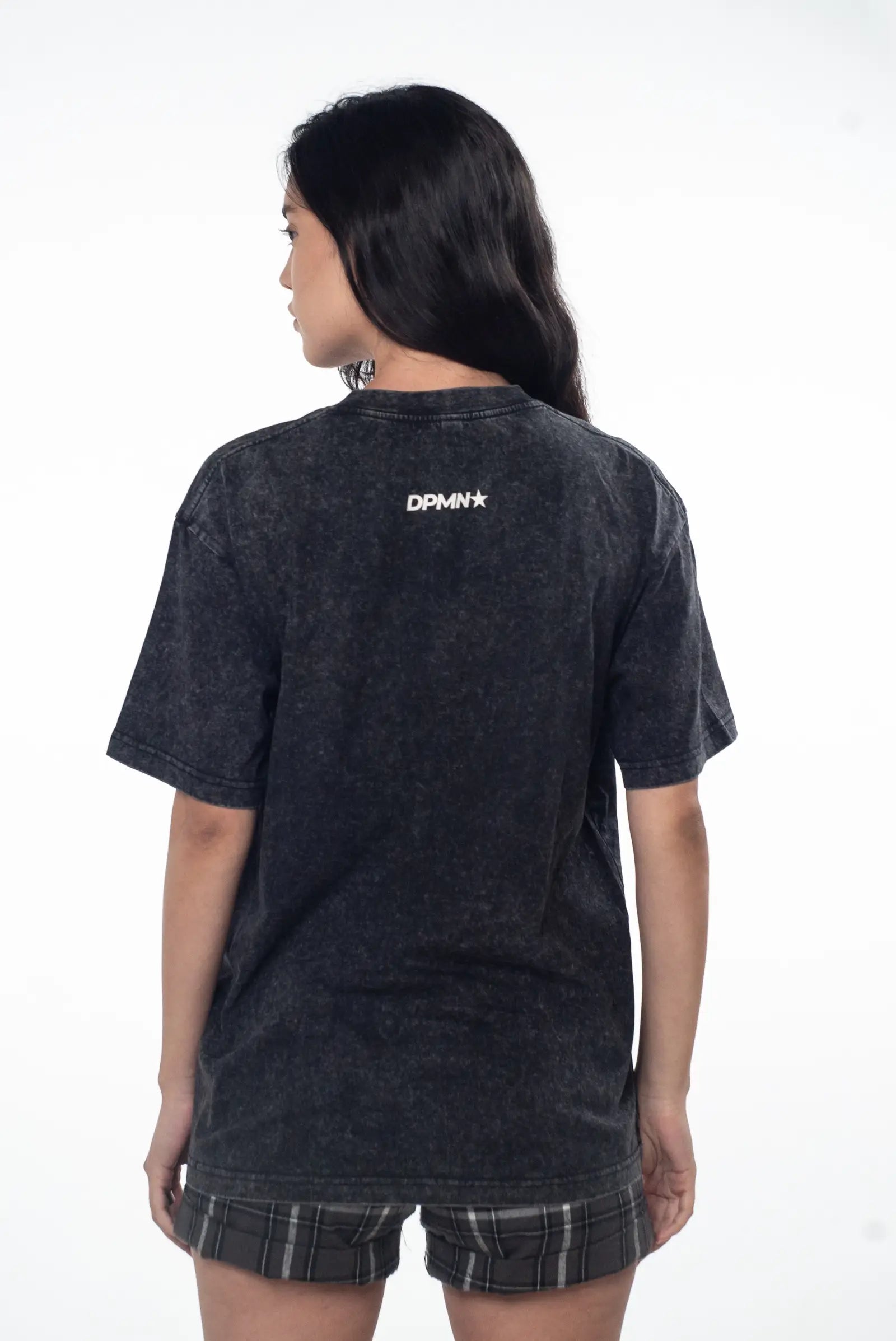 Peace Oversized Tee — Acid Washed Black DOPAMYN